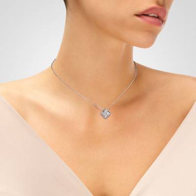Pendentif Manhattan Carré Texturé en Argent 925 - Una Storia