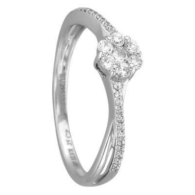 Bague Tisya Or Blanc 750 et Diamants - Kundan
