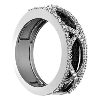 Lonavala 750/1000 White Gold & Diamond Duo Ring - Kundan