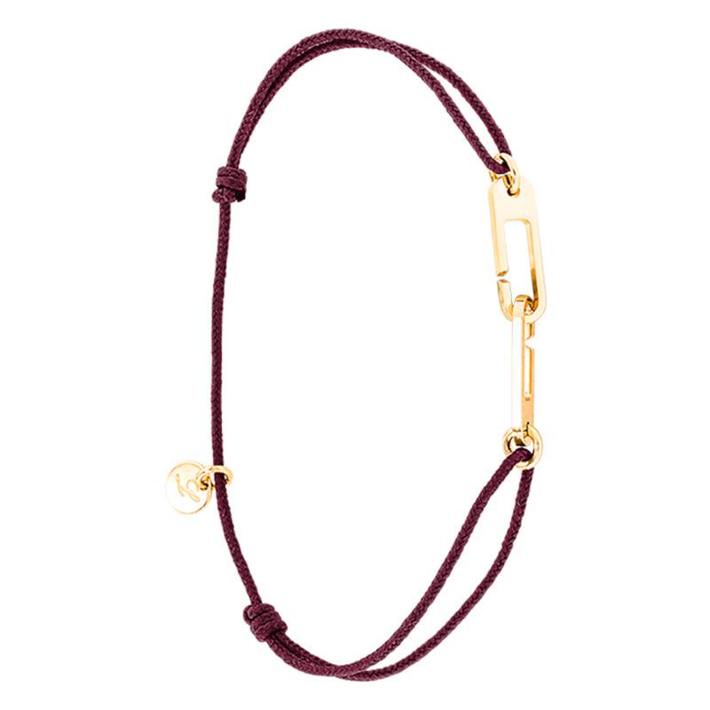 Yellow Vermeil Burgundy Cord Osmose Bracelet - L'Avare by Olivier Lafond