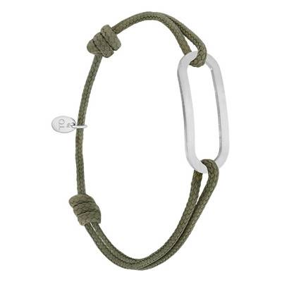 Bracelet figaro kaki & argent brossé, Ajustable, Largeur 2,00 mm - L'Avare by Olivier Lafond