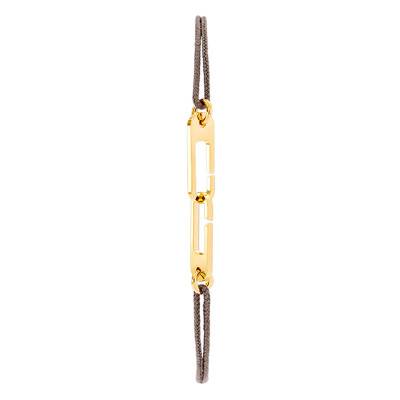 Bracelet Osmose Vermeil Jaune Cordon Taupe - L'Avare by Olivier Lafond