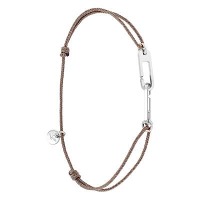 Bracelet Osmose Argent Cordon Taupe - L'Avare by Olivier Lafond
