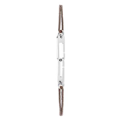 Bracelet Osmose Argent Cordon Taupe - L'Avare by Olivier Lafond