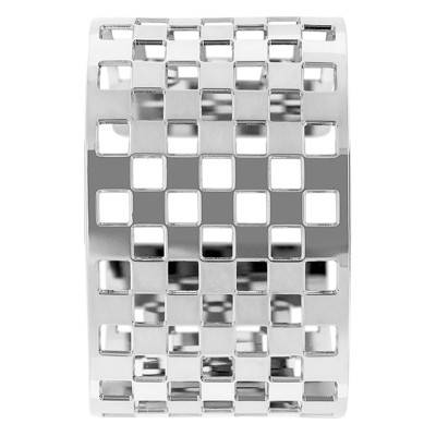 925 Silver Checkerboard Cuff Bracelet, 62 mm Diameter - L'Avare by Olivier Lafond