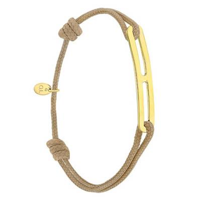 Bracelet gaby slim XL taupe & vermeil jaune, Largeur 2,00 mm - L'Avare by Olivier Lafond