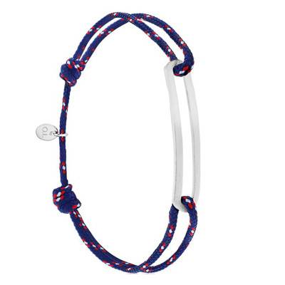 Bracelet figaro slim XL navy & argent brossé, Largeur 2,00 mm - L'Avare by Olivier Lafond