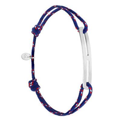 Bracelet gaby slim XL navy & argent brossé, Largeur 2,00 mm - L'Avare by Olivier Lafond