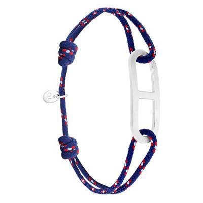 Bracelet gaby GM navy & argent brossé, Largeur 2,00 mm - L'Avare by Olivier Lafond