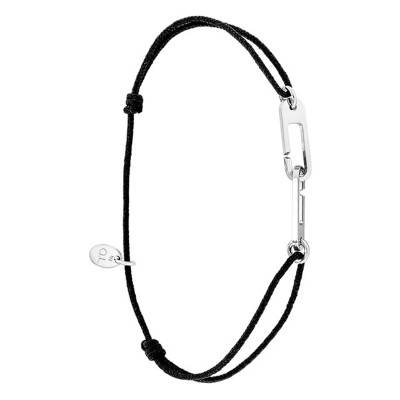 Bracelet osmose cordon noir & argent, Ajustable - L'Avare by Olivier Lafond