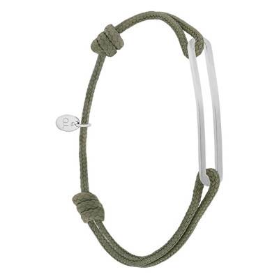 Bracelet figaro slim XL kaki & argent brossé - L'Avare by Olivier Lafond