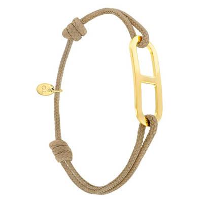 Bracelet gaby GM taupe & vermeil jaune, Largeur 2,00 mm - L'Avare by Olivier Lafond