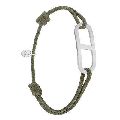 Bracelet gaby GM kaki & argent brossé, Largeur 2,00 mm - L'Avare by Olivier Lafond