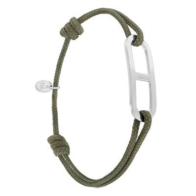 Bracelet gaby GM kaki & argent, Largeur 2,00 mm - L'Avare by Olivier Lafond