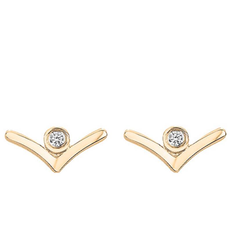 Yellow Gold-Plated Diamond V Envolée Drop Earrings - La Garçonne Diamant