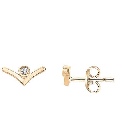 Boucles d'oreilles en V Envolée Plaqué Or et Diamant - La Garçonne Diamant
