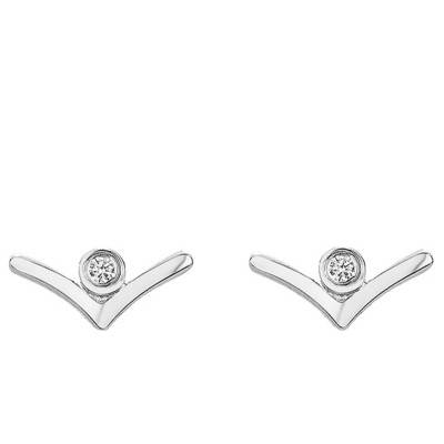 Boucles d'oreilles en V Envolée Argent et Diamant - La Garçonne Diamant