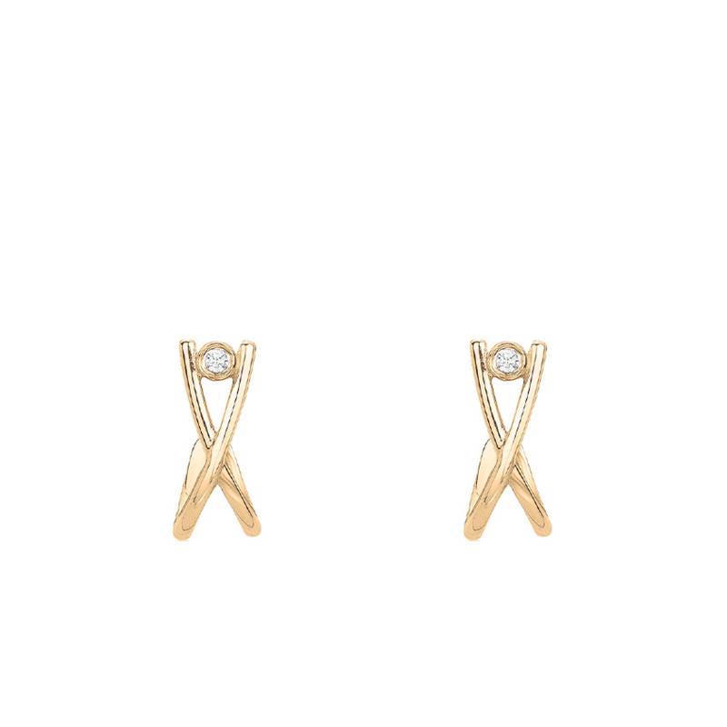 "Harmonie Infinie Yellow Gold-Plated Diamond Hoop Earrings" - La Garçonne Diamant