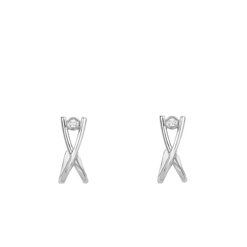 Silver & Diamond Harmonie Infinie Stud Earrings - La Garçonne Diamant