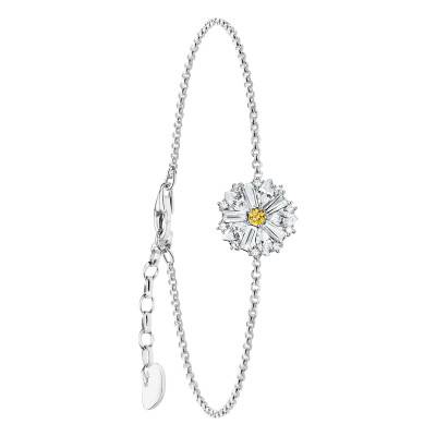 925 Sterling Silver & Two-Tone Zirconia Lovely Daisy Flower Bracelet, Adjustable Length 16 cm to 19 cm - A2202-051-4 - Thomas Sabo