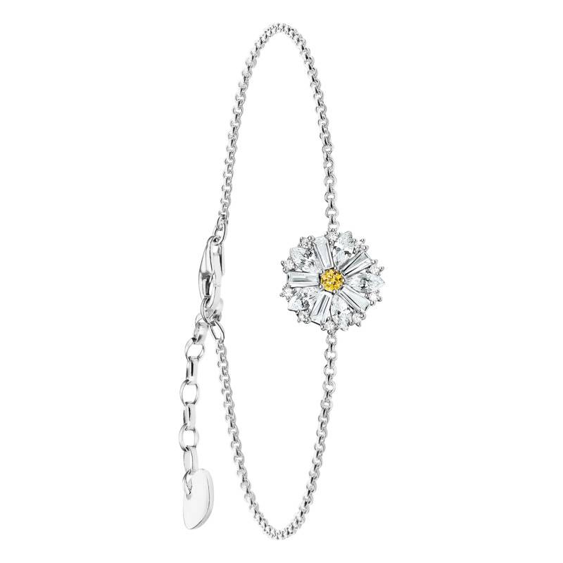 925 Sterling Silver & Two-Tone Zirconia Lovely Daisy Flower Bracelet, Adjustable Length 16 cm to 19 cm - A2202-051-4 - Thomas Sabo