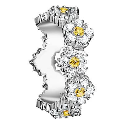 Lovely Daisy Floral Bicolor Cubic Zirconia 925 Silver Ring - TR2337-051-4 - Thomas Sabo