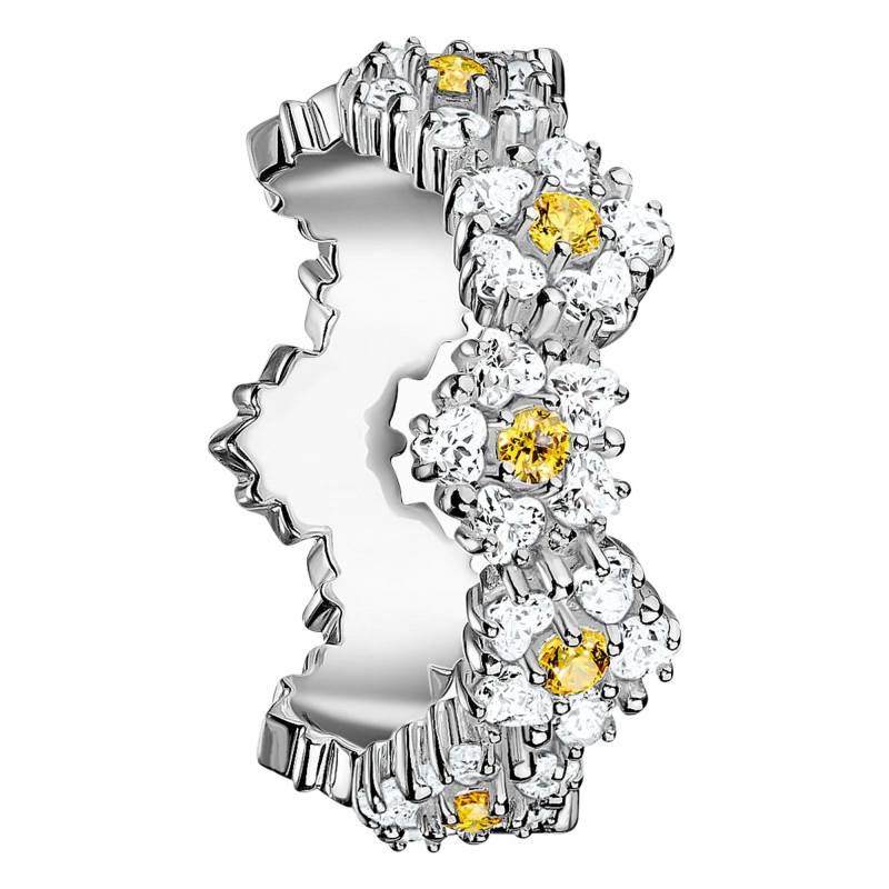 Lovely Daisy Floral Bicolor Cubic Zirconia 925 Silver Ring - TR2337-051-4 - Thomas Sabo