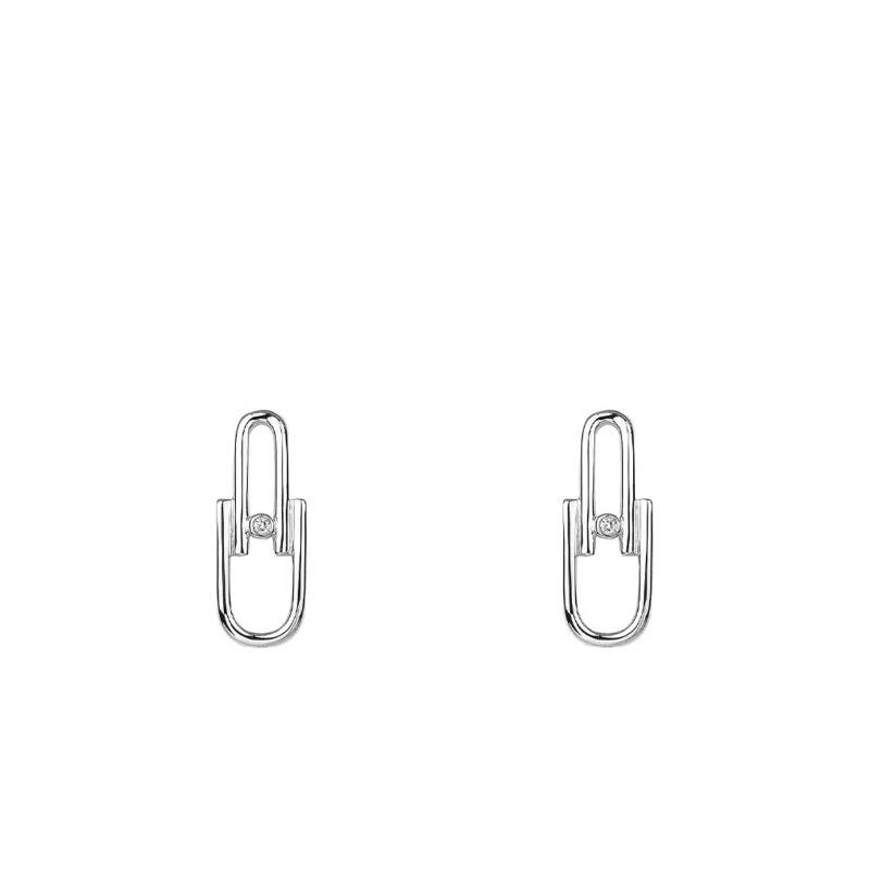 Silver & Diamond "Evidence" Stud Earrings - La Garçonne Diamant