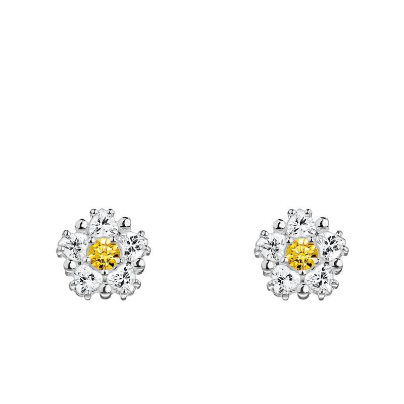 925 Sterling Silver & Two-Tone Zirconia Lovely Daisy Flower Stud Earrings - H2297-051-4 - Thomas Sabo