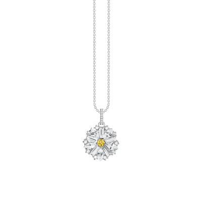 925 Sterling Silver & Two-Tone Zirconia Lovely Daisy Flower Necklace, Length 40 cm to 45 cm - KE2086-051-4 - Thomas Sabo