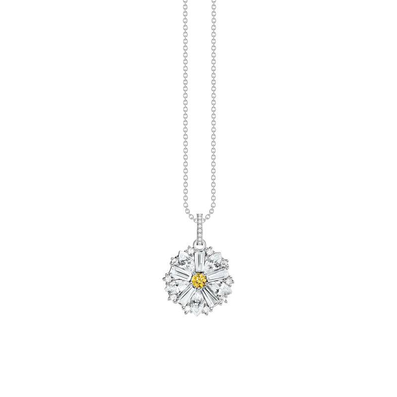 925 Sterling Silver & Two-Tone Zirconia Lovely Daisy Flower Necklace, Length 40 cm to 45 cm - KE2086-051-4 - Thomas Sabo