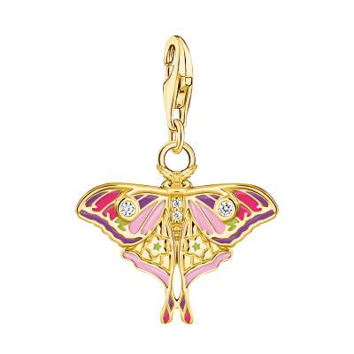 Pendentif Charm As We Visit Papillon en Plaqué Or Jaune, Émail & Zircones Blanches - 2209-565-7 - Thomas Sabo