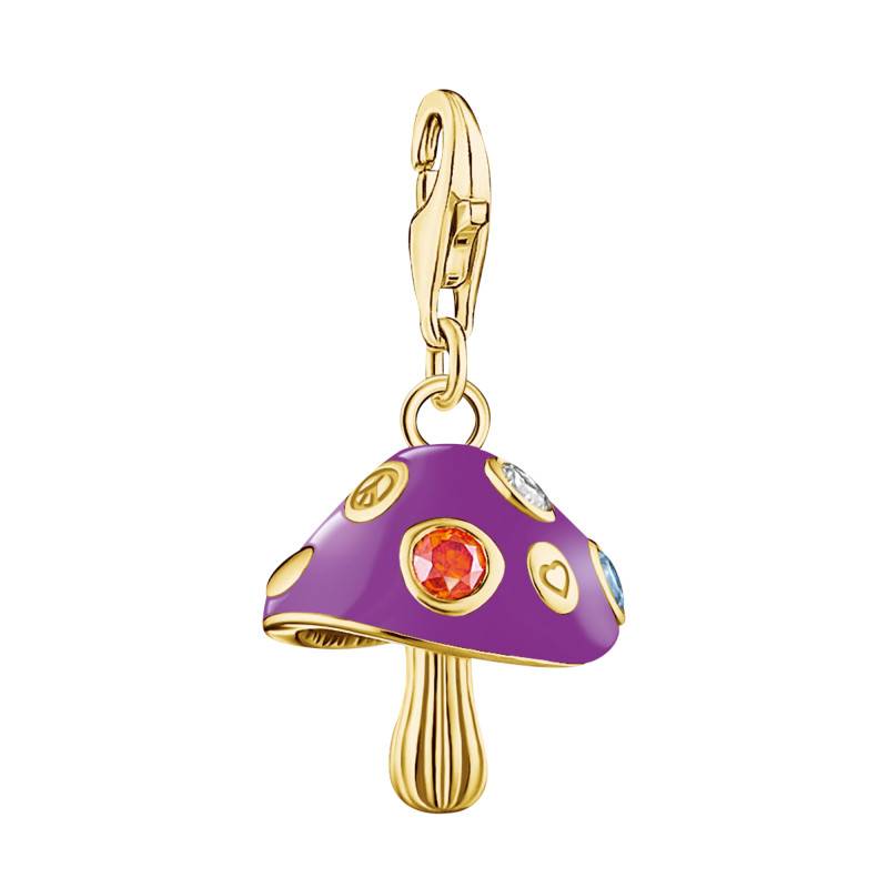 Yellow Gold-Plated Enamel & Multicolor Stone As We Visit Mushroom Charm Pendant - 2211-471-7 - Thomas Sabo