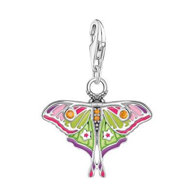 925 Silver Enamel & Orange Cubic Zirconia As We Visit Butterfly Charm Pendant - 2209-691-7 - Thomas Sabo