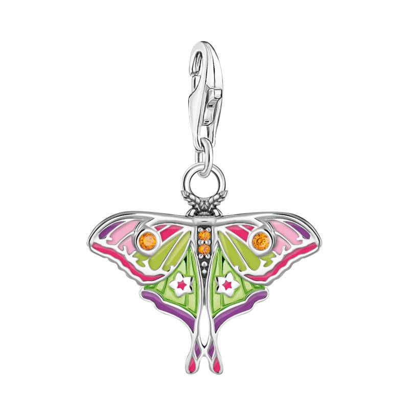 925 Silver Enamel & Orange Cubic Zirconia As We Visit Butterfly Charm Pendant - 2209-691-7 - Thomas Sabo