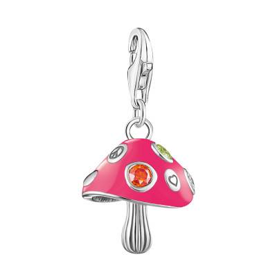 925 Silver As We Visit Mushroom Charm Pendant & Pink Enamel and Multicolor Zirconia - 2211-845-7 - Thomas Sabo