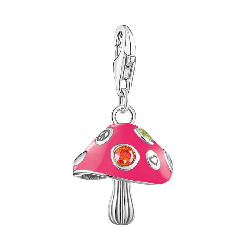 925 Silver As We Visit Mushroom Charm Pendant & Pink Enamel and Multicolor Zirconia - 2211-845-7 - Thomas Sabo