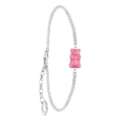 925 Silver & Crystal Pink Haribo Bracelet with White Zirconia, Adjustable Length 16 cm to 19 cm - A2187-052-9 - Thomas Sabo