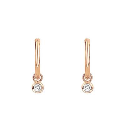 Pure Optimiste Gold-Plated Hoop Earrings with Diamond, 1.10 cm Diameter - La Garçonne Diamant