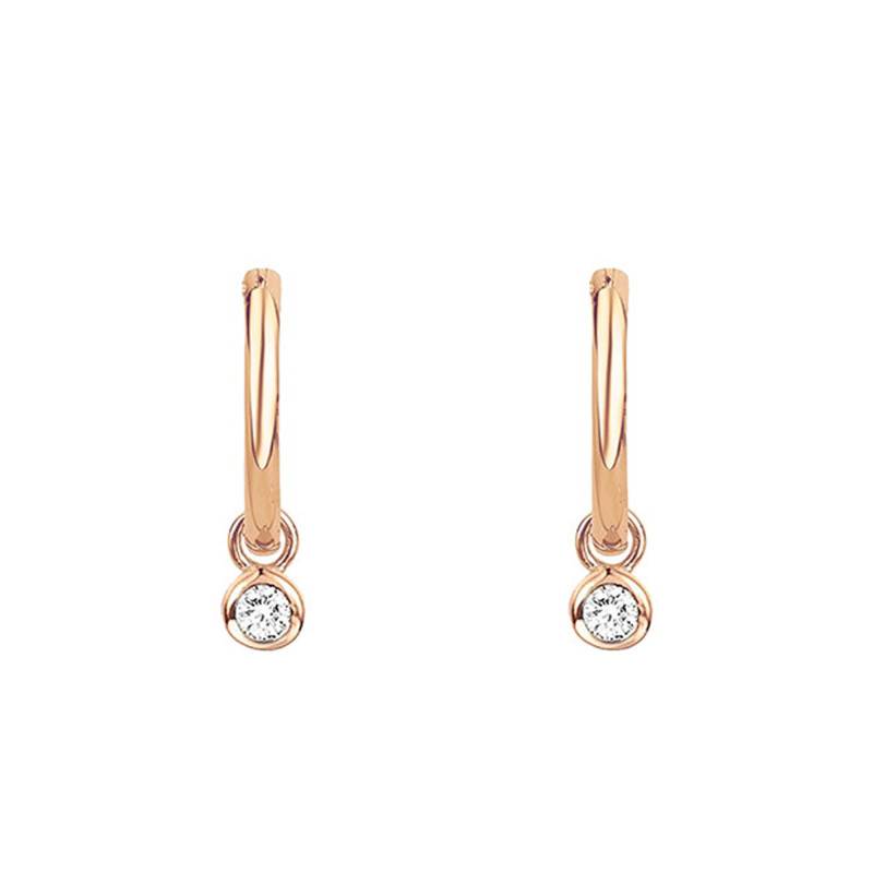 Pure Optimiste Gold-Plated Hoop Earrings with Diamond, 1.10 cm Diameter - La Garçonne Diamant