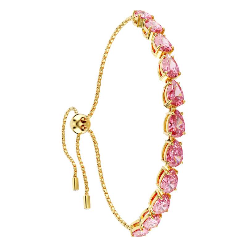 Gold-Tone Metal & Pink Crystal Adjustable Bracelet 24 cm - Matrix 5707187 - Swarovski