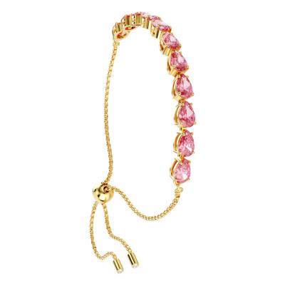 Gold-Tone Metal & Pink Crystal Adjustable Bracelet 24 cm - Matrix 5707187 - Swarovski