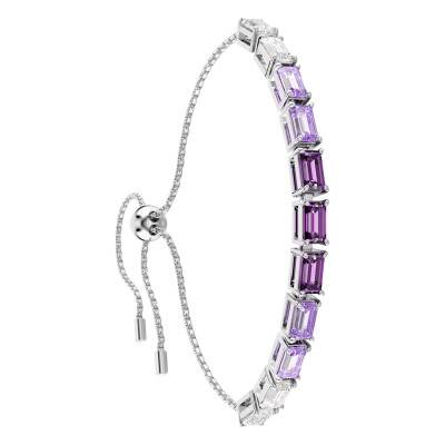Bracelet Matrix Métal Rhodié & Cristaux Violets et Blancs, Longueur 24 cm Ajustable - 5707199 - Swarovski