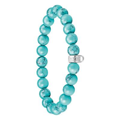 Bracelet As We Visit Perles Imitation Turquoise & Argent 925, Longueurs 15 à 19 cm - X0293-404-17 - Thomas Sabo