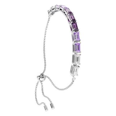 Bracelet Matrix Métal Rhodié & Cristaux Violets et Blancs, Longueur 24 cm Ajustable - 5707199 - Swarovski
