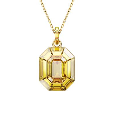 Collier Lucent Cordon Noir, Métal Doré & Cristaux Jaunes, Longueur 55 à 70 cm - 5708781 - Swarovski