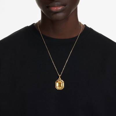 Collier Lucent Cordon Noir, Métal Doré & Cristaux Jaunes, Longueur 55 à 70 cm - 5708781 - Swarovski