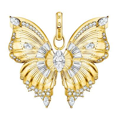 Yellow Gold-Plated Butterfly Paradise Butterfly Pendant & White Zirconia - PE984-414-14 - Thomas Sabo