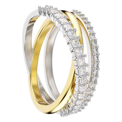 Hyperbola Rhodium-Plated and Gold-Tone Metal Ring with White Crystals - 5714161 - Swarovski