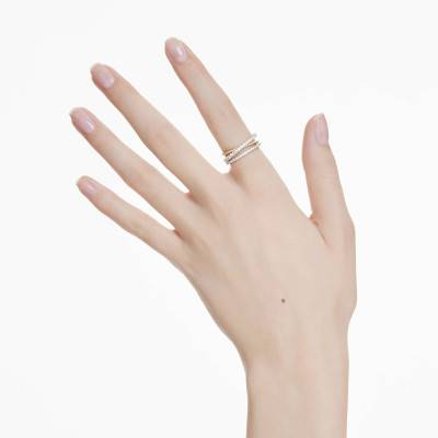 Hyperbola Rhodium-Plated and Gold-Tone Metal Ring with White Crystals - 5714161 - Swarovski